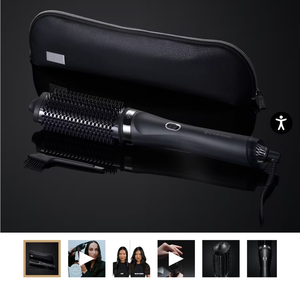 GHD DUET BLOWDRY HAIR DRYER BRUSH IN BLACK